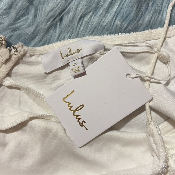 Lulu's Cherished Vow White Beaded Backless Mermaid Maxi Wedding Dress - Picture 4 of 10